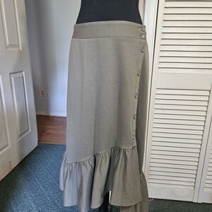 Olive Green Women's Skirt With Button Detail